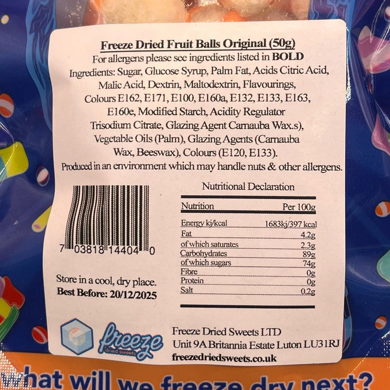 Fruit Balls Original 50g - Freeze Dried Sweets - Vegetarian & Halal - Image 3