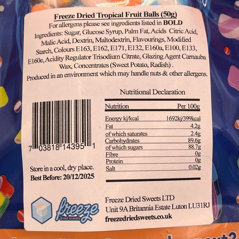Fruit Balls Tropical 50g - Freeze Dried Sweets - Vegetarian & Halal - Image 3